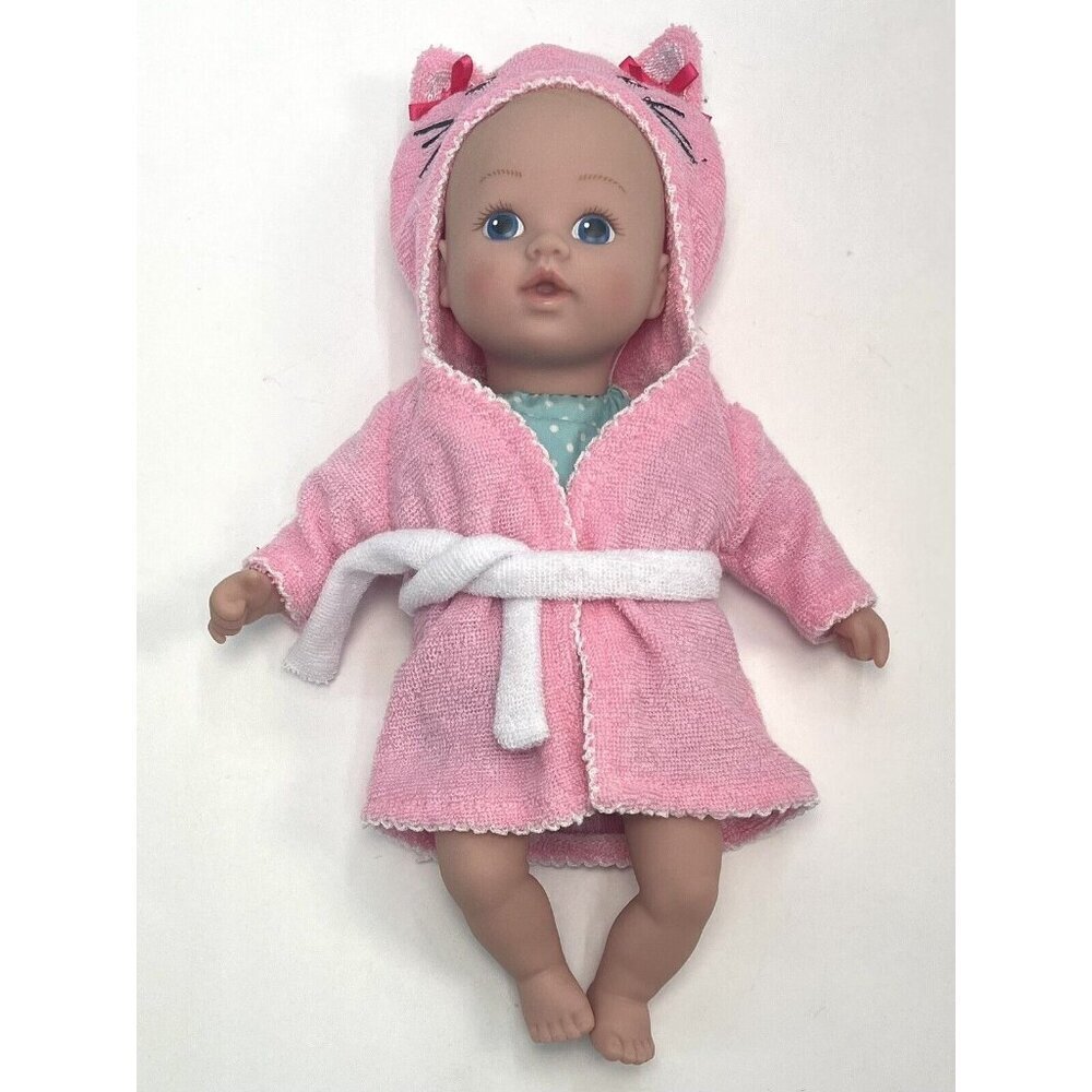 2021 CHARISMA Brands 8.5" ADORA Infant Doll w/ Pink Terry Cat Hooded Robe EUC